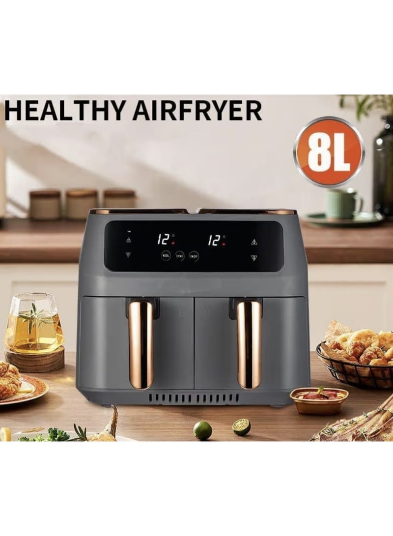 سوكاني مقلاة هوائية ثنائية المنطقة سعة 8 لترات بباب مزدوج - 2800 واط طاقة عالية للطهي بدون زيت، فرن صغير متعدد الوظائف بتحكم باللمس - Image 3